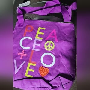 Purple Peace Love Tote Bag